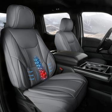 Imagem de Coverland Capas de assento de carro personalizadas compatíveis com Ford F-150 Super Cabine 2015-2025, assentos SuperCrew Cab Bucekt - Capa protetora interna de couro premium antiderrapante à prova