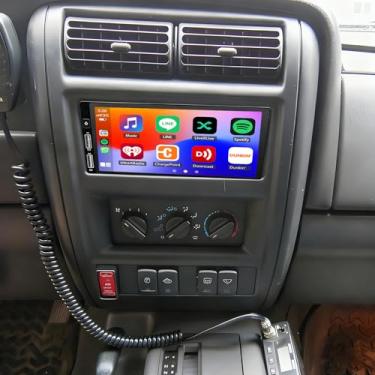 Imagem de Atualização estéreo de rádio automotivo 4G + 64G Android 14 para Jeep Cherokee XJ 1997-2001 substituição estéreo de 17.3 cm, tela sensível ao toque, GPS Navi, com câmera de backup sem fio Carplay