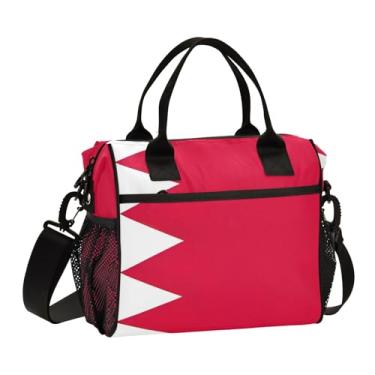 Imagem de ODAWA Lancheira com bandeira do Bahrein, lancheira compacta de volta às aulas com alça para meninas, meninos