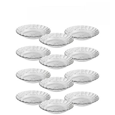 Imagem de Jogo De Prato Vidro Fundo Egípcio Estrela 6 e 12 Peças Transparente Resistente Jantar Bem Embalado(12 Pratos)