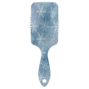 Imagem de Blueangle Escova de cabelo branca com flocos de neve – escova de desembaraçar elimina nós e quebras, escova de cabelo de viagem para crianças, adultos e todos os tipos de cabelo (523)