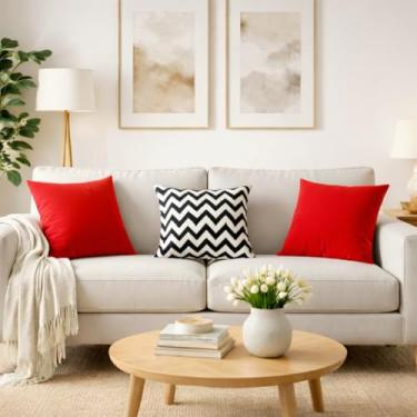 Imagem de Kit 3 Capas de Almofadas Decorativas 45x45cm Azul Tiffany Em Oxford Premium (Zig Zag)