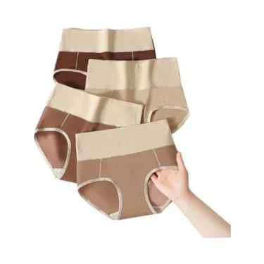 Imagem de Calcinhas Modeladoras Femininas plus Size De Cintura Alta 4PCS Em Algo