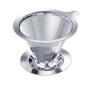 Imagem de Filtro de Café Inox Reutilizável Premium – Coador Pour Over Aço 18/10 Malha Dupla Fina, Ecológico Sem Papel, Sabor Intenso para Café Gourmet (Moagem Média)