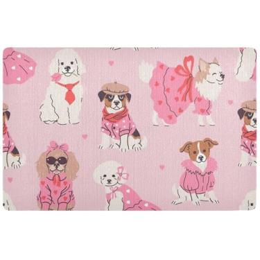 Imagem de TSENQUE Capacho personalizado fofo para cães rosa engraçado hilário tapete de porta externo antiderrapante lavável 81 x 50 cm