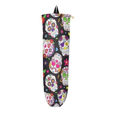 Imagem de Day of the Dead Bolsa de caveira de açúcar para sacolas plásticas, suportes de sacolas plásticas, organizador de sacolas de cozinha