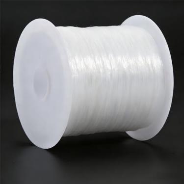 Imagem de Cordão elástico para pulseiras de 0,6 mm, 50 m, cordão elástico para fazer pulseiras, fio invisível para artesanato com miçangas, suprimentos para fabricação de joias, linha de pesca transparente