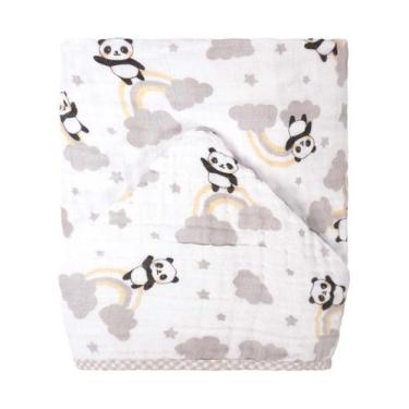 Imagem de Toalha de Banho para Bebê 70 cm x 90 cm Bublim, Panda Cinza