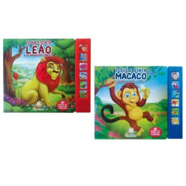 Imagem de Coleção toque e sinta sonoro 2 vol - leão + macaco - Kit de Livros, 3