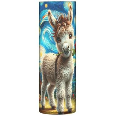 Imagem de Noite estrelada lindo vaso redondo de plástico de burro fofo vaso cilíndrico buquê floral moderno vaso decorações, 30 cm x 9,9 cm