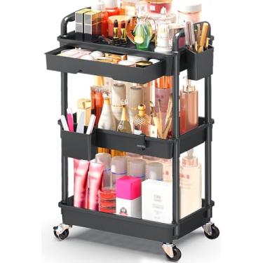 Imagem de SUNALLY Organizador de carrinho de maquiagem com gavetas, organizadores de cuidados com a pele, organizador de penteadeira, carrinho de maquiagem, banheiro, estojos de exibição de cosméticos para