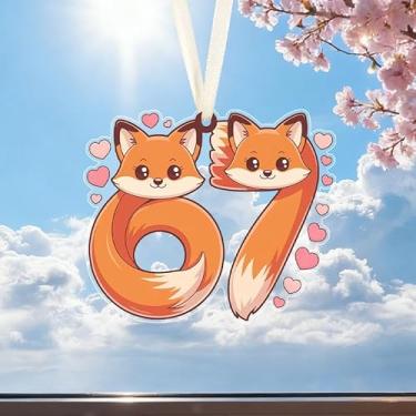 Imagem de Ornamentos de acrílico para pendurar no dia dos namorados, placa de 170 cm com tema de raposa, presente ideal para colecionador de pingente de melhor amiga/irmã