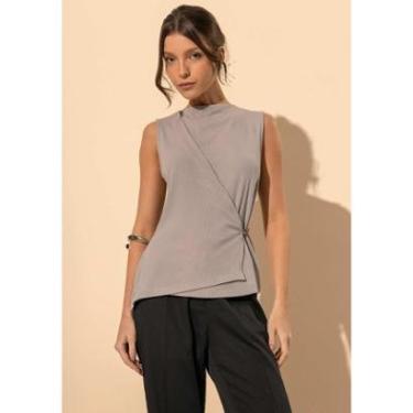 Imagem de Blusa Transpassada Canelada Com Enfeite Lateral Metalizado-Feminino