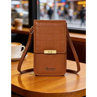 Imagem de Bolsa tiracolo feminina de couro marrom