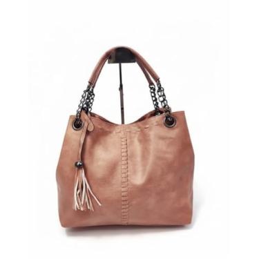 Imagem de Bolsa Feminina Hobo Luxo - Texturizada com Alça de Corrente e Tassel - Espaçosa (36x30x17cm)
