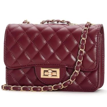 Imagem de Supaico Bolsa de ombro pequena acolchoada para mulheres, bolsa tiracolo moderna, bolsa de ombro feminina, bolsa de mão com alça de corrente, Vermelho vinho - b, Bolsa de ombro