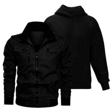 Imagem de Kit Jaqueta De Sarja Moderna e Blusa De Moletom Com Capuz-Masculino