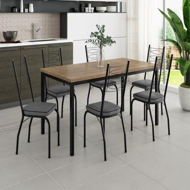 Imagem de Conjunto Para Cozinha Com 6 Cadeiras Adriana Sf Preto- Platina- Demolição