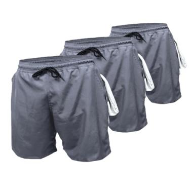 Imagem de 3 Bermudas Tactel Masculina Academia (G, Cinza)