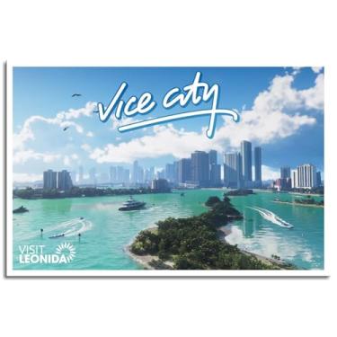 Imagem de Vice City Wall Art Island Impressão em tela pôster para casa conjunto de 1 decorações não ramificadas 30,5 x 20,3 cm