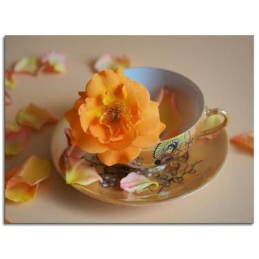 Imagem de Impressão em tela de flor de rosa pôster de copo de pratos arte de parede para casa 1 peça decorações não ramificadas 25,4 x 20,3 cm