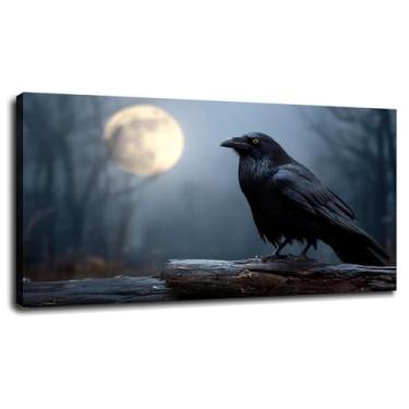Imagem de Raven Poster Feathers Impressão em tela atmosférica arte de parede para casa 1 painéis decorações com moldura 68.6 cm x 40.6 cm