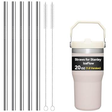 Imagem de Canudos de metal para Stanley IceFlow 590 ml Copo de canudo flip (versão 1.0 com canudo estreito de 0,7 mm de diâmetro), substituição de canudos de aço inoxidável 100% livre de BPA (não serve para