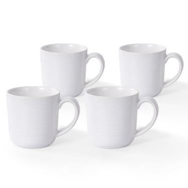 Imagem de LONGSEED Conjunto de 4 canecas de café de cerâmica, caneca de café de cerâmica de 340 g, caneca pesada com alças confortáveis, seguro para lava-louças e micro-ondas, conjuntos de canecas de café 4