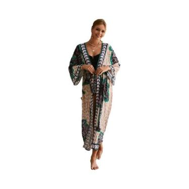 Imagem de Conjunto De Biquíni Sexy Feminino Com Capa Longa De Kimono Moda Para B