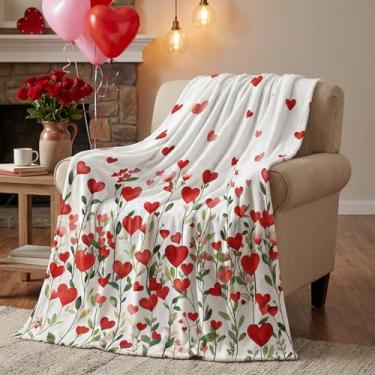 Imagem de Horaldaily Cobertor de flanela para dia dos namorados, corações de amor floral, macio, felpudo, aconchegante, cobertores de lã para sofá, cama, presente ideal para crianças, adultos, esposa, 127 x 152