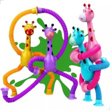Imagem de Girafas com Ventosa e Luz LED - Pop Tube Esticável - Toys, 4 unidades