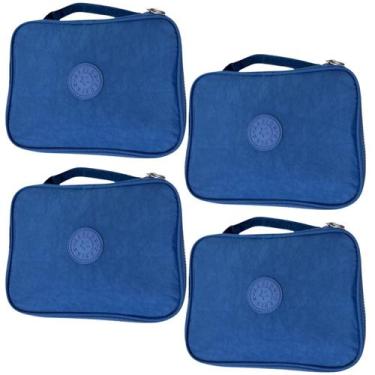 Imagem de kit 4 estojo escolar box organizador com elastico divisoria grande par