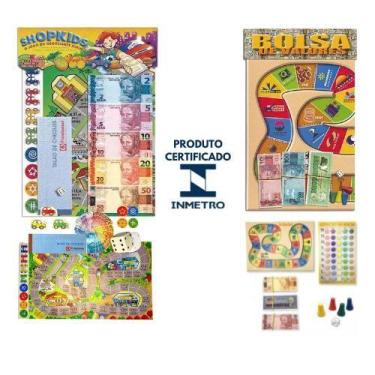 Imagem de Kit 2 Jogo De Tabuleiro Mesa Shopkids + Bolsa De Valores - Brinquedo B