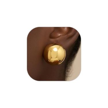 Imagem de Brincos redondos de ouro para mulheres, brincos redondos grossos e largos, círculos geométricos, brincos de ouro, na moda, grosso, leve, dourado, para mulheres, Large, Metal, Sem pedra preciosa