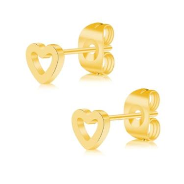 Imagem de Rocemuti Brincos de coração aberto de titânio, pequenos brincos hipoalergênicos de coração para mulheres, brincos mínimos fofos em ouro, prata, preto, ouro rosa, 5mm, Titânio, Sem pedra preciosa