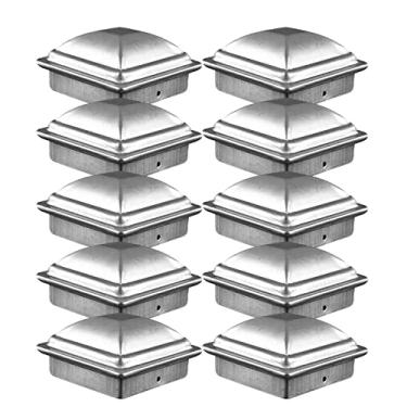 Imagem de WFCFCN Tampas de poste de cerca de ferro galvanizado proteção contra danos 10 x 10 polegadas sistema de postes 10 peças