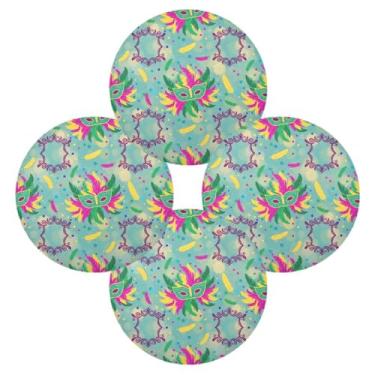 Imagem de Wassud Jogo americano conjunto de 4 tapetes de mesa redondos tropicais para cozinha e jantar tapetes laváveis resistentes ao calor para decoração de mesa 39 cm