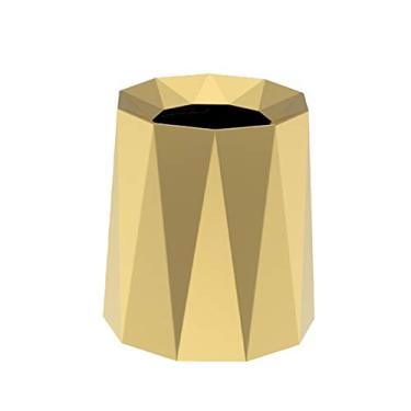 Imagem de Lixeira criativa de aço inoxidável tipo pedal doméstico lata de lixo com capa simples e elegante caixote de lixo estreito 10L/2,6 galões Lixeira de cozinha (cor: preto) (ouro)