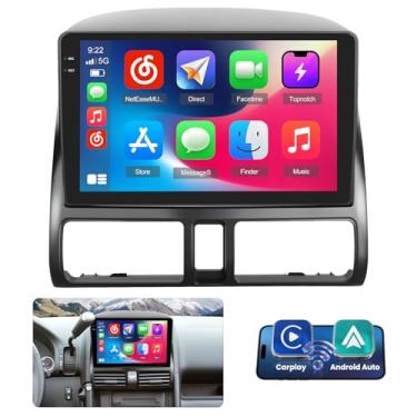 Imagem de Roinvou Estéreo automotivo para Honda CR-V CRV 2002-2006, tela sensível ao toque de 22.9 cm para unidade de rádio CRV com rádio sem fio CarPlay Android Auto WiFi Bluetooth Navegação GPS FM RDS Câmera