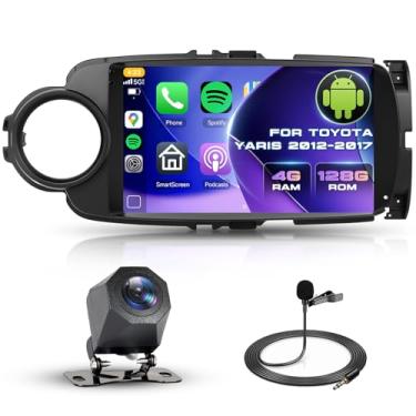 Imagem de Rádio automotivo de atualização 4G + 128G para Toyota Yaris 2012-2017, Driauto 23 cm, som estéreo duplo Din com carplay sem fio e link de espelho automotivo Android, Bluetooth, WiFi, GPS, Navi, SWC