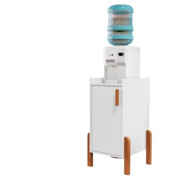 Imagem de Armario Balcão Fruteira Suporte Multiuso Para Galão Filtro De Agua Bebedouro Com 1 Porta Em MDP(Branco)