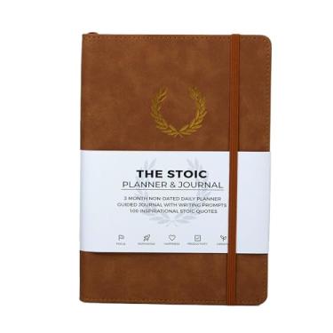 Imagem de The Stoic Planner & Journal - Um planejador diário 2 em 1 e diário guiado com instruções inspiradoras de escrita - Construa produtividade e uma mentalidade positiva - 3 meses sem data (marrom)