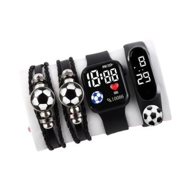 Imagem de Relógio Esportivo Masculino De Silicone Com Pulseira De Couro Tema Fut