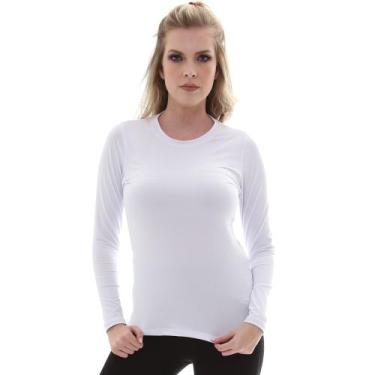 Imagem de Camiseta Feminina Proteção Solar Uv5+ Manga Longa  Slim Fitness, Branc