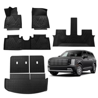 Imagem de Tapetes de chão e forro de carga compatíveis com 2026 Palisade 7 lugares (apenas combustível adequado), proteção para todos os climas, tapete TPE de borracha, ajuste personalizado, conjunto completo