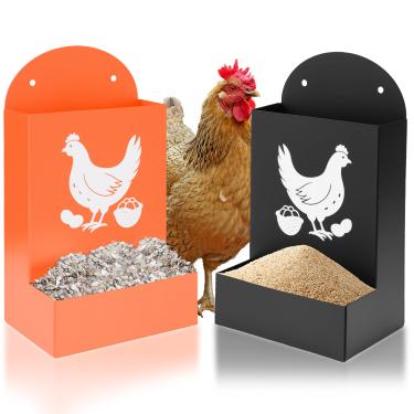 Imagem de SIHPTO Alimentador automático de galinha e casca de ostra alimentador de galinhas de metal, alimentador de aves de capoeira, acessórios para galinheiro suspenso/moído - dispensador de guloseimas e