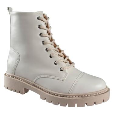 Imagem de Bota Coturno Plataforma Blogueira Tratorada Feminina Moda (Off White, BR, Adulto, Numérico, 38)