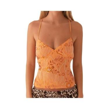 Imagem de Top Cropped Feminino Com Alças Finas E Lantejoulas, Estilo Fairycore, 