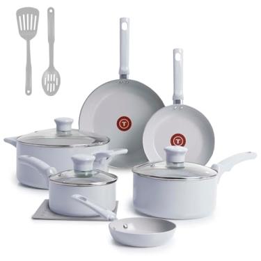 Imagem de Jogo de Panelas Tefal Refresh Ceramic Azul Ártico 6 Peças com Revestimento Cerâmico, Thermo-Sinal®, Alta Espessura e 3 Utensílios de Nylon Inclusos