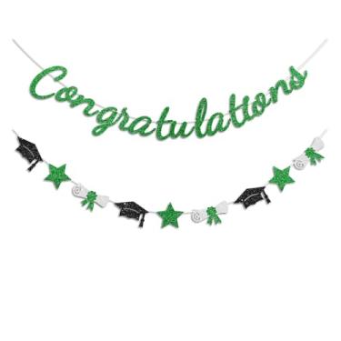 Imagem de Vofrise Faixa de parabéns verde decorações de formatura classe de 2026 prestrung parabéns faixa de graduação para decoração de festa de pós-graduação do ensino médio